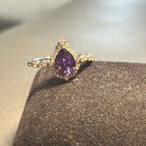 Rhodium Metal Purple Ring